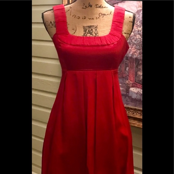 •SOLD•ARMANI EXCHANGE Red Silk Bubble Dress - Picture 3 of 5